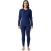 Fruit of the Loom Women’s Stretch Fleece Lined Thermal Long Johns Underwear Set(Indigo Ocean)