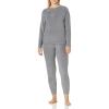 Fruit of the Loom Women’s Stretch Fleece Lined Thermal Long Johns Underwear Set(Slate Grey)