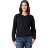 Fruit of the Loom Women’s V-neck Fleece Pullover Cropped Sweatshirt(Black)