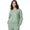 Fruit of the Loom Women’s V-neck Fleece Pullover Cropped Sweatshirt(Granite Green)