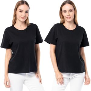 Fruit of The Loom Women’s Short Sleeve Boyfriend T-Shirt, 2 Pack(Black/Black)