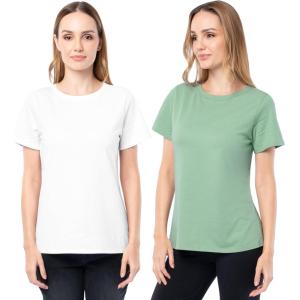 Fruit of The Loom Women’s Short Sleeve Crew Neck T-Shirt, 2 Pack(Green/White)
