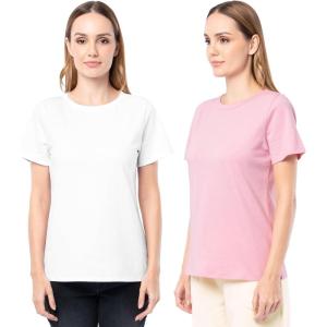 Fruit of The Loom Women’s Short Sleeve Crew Neck T-Shirt, 2 Pack(Pink/White)