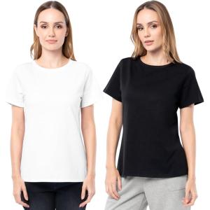 Fruit of The Loom Women’s Short Sleeve Crew Neck T-Shirt, 2 Pack(White/Black)