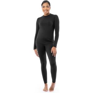 Fruit of the Loom Women’s High Neck Top and Legging Thermal Set(Black)