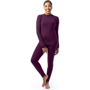 Fruit of the Loom Women’s High Neck Top and Legging Thermal Set(Purple)