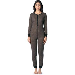 Fruit of the Loom Women’s Micro Waffle Premium Thermal Union Suit(Cheetah Print)