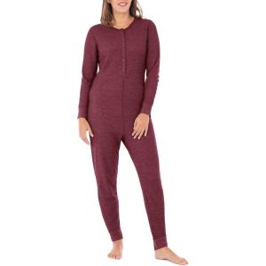Fruit of the Loom Women’s Micro Waffle Premium Thermal Union Suit(Merlot Heather)