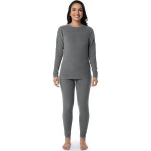 Fruit of the Loom Women’s Stretch Fleece Lined Thermal Long Johns Underwear Set(Dark Grey)