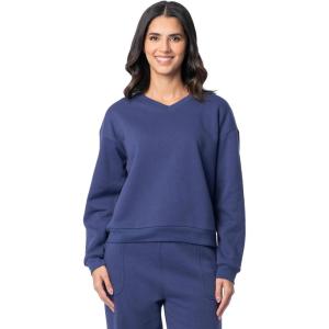 Fruit of the Loom Women’s V-neck Fleece Pullover Cropped Sweatshirt(Deep Cobalt)