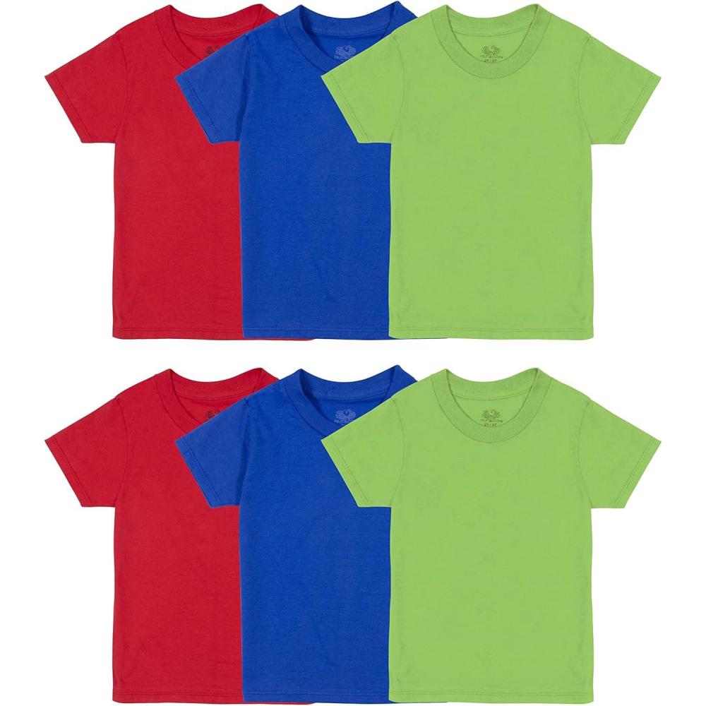 image:imageFruit of The Loom Boys Eversoft Cotton Undershirts T Shirts amp Tank TopsT Shirt  Toddler  6 Pack  BlueGreenRed