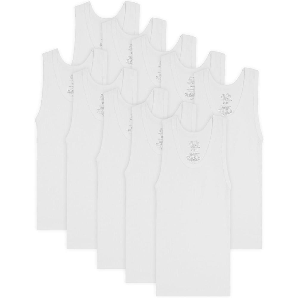 image:imageFruit of The Loom Boys Eversoft Cotton Undershirts T Shirts amp Tank TopsTank  Toddler  10 Pack  White