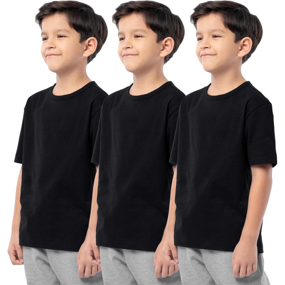 image:imageFruit of the Loom Boys Short Sleeve Cotton Crewneck TShirts 3 PackBlackBlackBlack