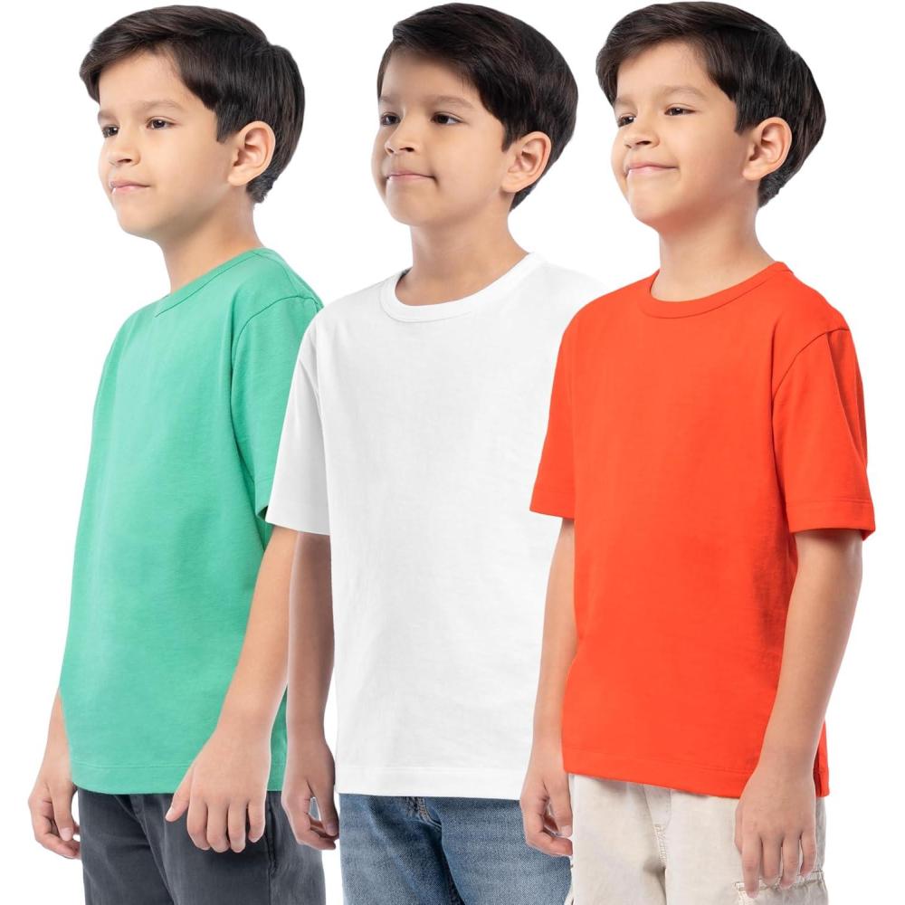 image:imageFruit of the Loom Boys Short Sleeve Cotton Crewneck TShirts 3 PackWhiteRedGreen