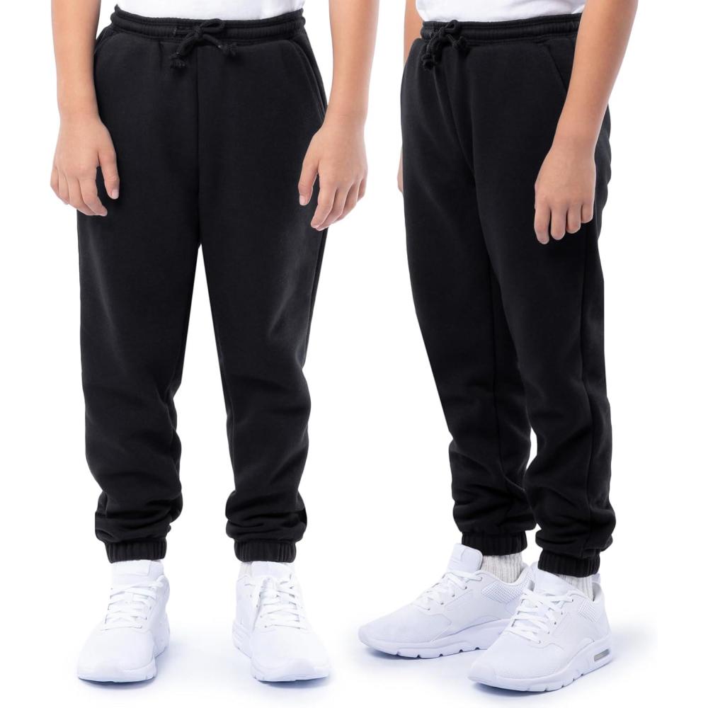 image:imageFruit of the Loom Unisex Kids Fleece Jogger Sweatpant 2 PackBlackBlack