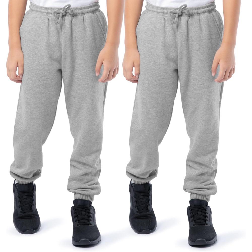 image:imageFruit of the Loom Unisex Kids Fleece Jogger Sweatpant 2 PackHeather GreyHeather Grey