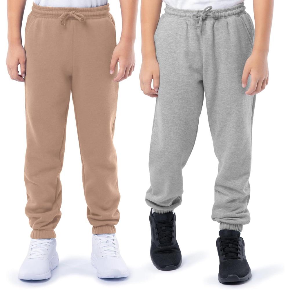 image:imageFruit of the Loom Unisex Kids Fleece Jogger Sweatpant 2 PackHeather GreyStucco