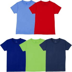 Fruit of The Loom Boys’ Eversoft Cotton Undershirts, T Shirts & Tank Tops(T Shirt – Boys – 5 Pack – Blue/Green/Red)