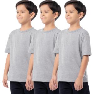 Fruit of the Loom Boys Short Sleeve Cotton Crewneck T-Shirts, 3 Pack(Heather Grey/Heather Grey/Heather Grey)