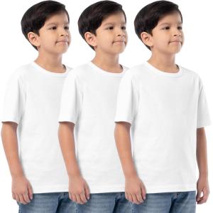 Fruit of the Loom Boys Short Sleeve Cotton Crewneck T-Shirts, 3 Pack(White/White/White)