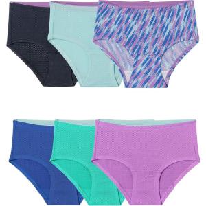 Fruit of the Loom Girls’ Breathable Underwear(Brief – 6 Pack – Assorted Pack 1)