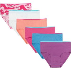 Fruit of the Loom Girls’ Breathable Underwear(Brief – 6 Pack – Solids/Swirl)
