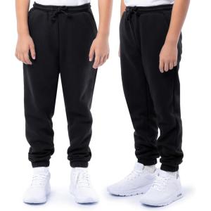 Fruit of the Loom Unisex Kids Fleece Jogger Sweatpant, 2 Pack(Black/Black)