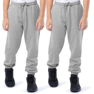 Fruit of the Loom Unisex Kids Fleece Jogger Sweatpant, 2 Pack(Heather Grey/Heather Grey)