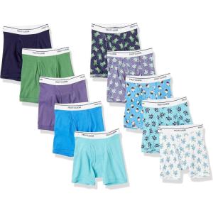 Fruit of the Loom boys And Toddler Boxer Briefs, Tag Free & Breathable Underwear, Assorted Color Multipacks(10 Pack – Assorted Prints)