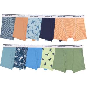 Fruit of the Loom boys And Toddler Boxer Briefs, Tag Free & Breathable Underwear, Assorted Color Multipacks(10 Pack – Dino/Sharks)