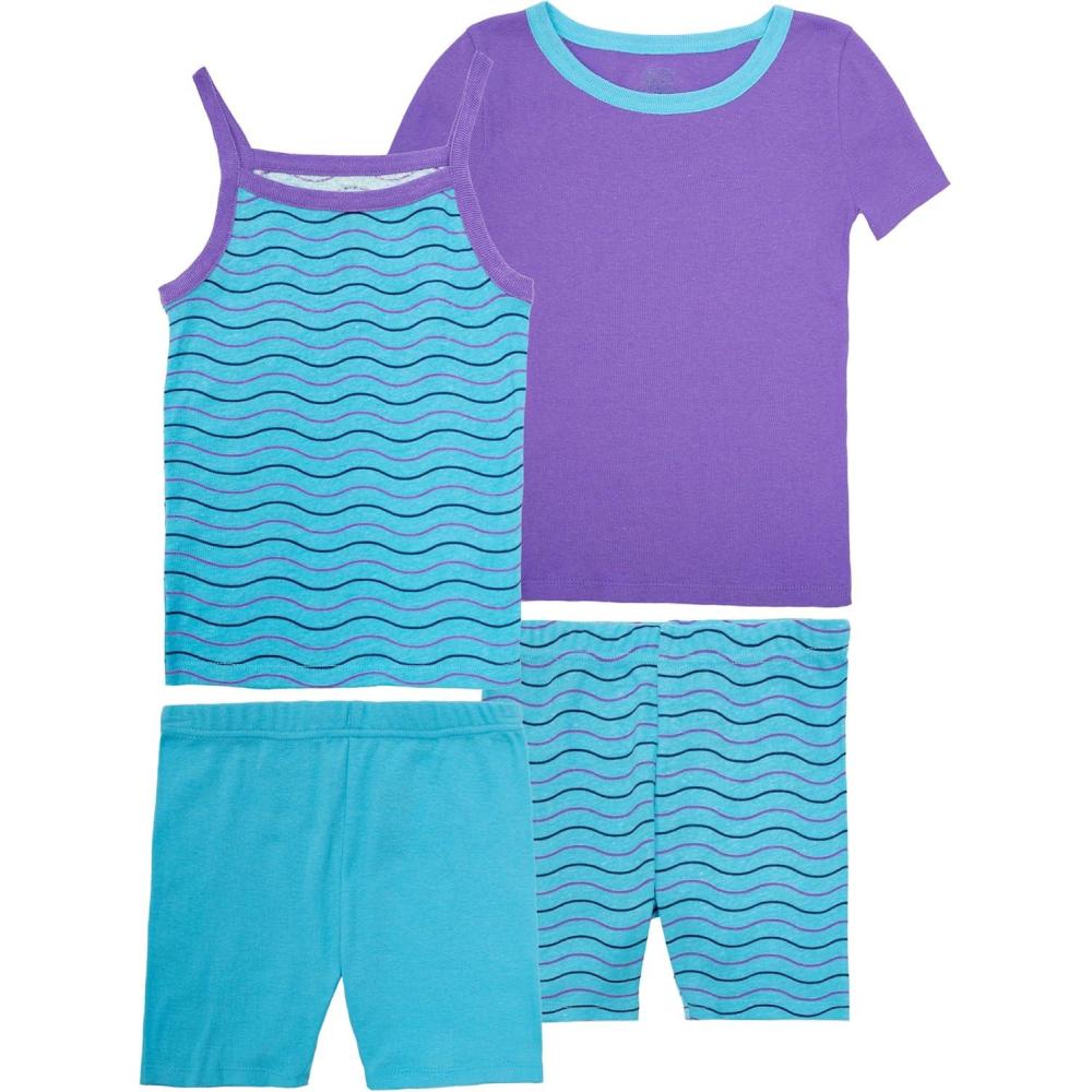 image:imageFruit of the Loom Girls Energize Snug Fit 4piece Pajama Sleep SetCandy GrapeTurquoise