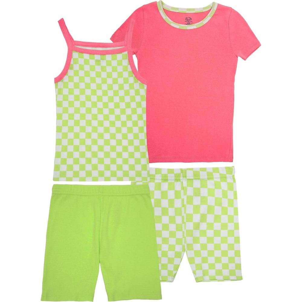 image:imageFruit of the Loom Girls Energize Snug Fit 4piece Pajama Sleep SetCoralSpring Green