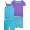 Fruit of the Loom Girls’ Energize Snug Fit 4-piece Pajama Sleep Set(Candy Grape/Turquoise)
