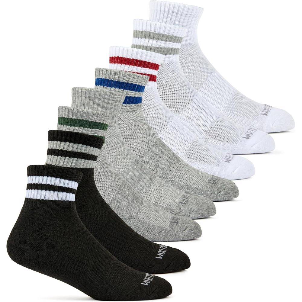 image:imageFruit of the Loom Mens Coolzone Socks Breathable with Half Cushion MultiPacksAnkle 8 Pack Varsity Stripe