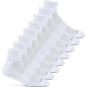 Fruit of the Loom Mens Coolzone Socks, Breathable with Half Cushion (Multi-Packs)(Ankle – 8 Pack – White)
