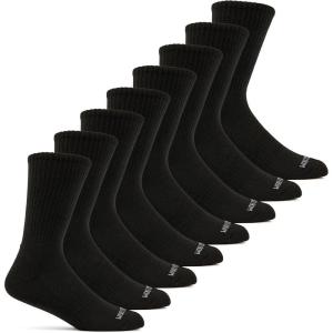 Fruit of the Loom Mens Coolzone Socks, Breathable with Half Cushion (Multi-Packs)(Crew – 8 Pack – Black)