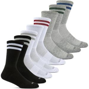 Fruit of the Loom Mens Coolzone Socks, Breathable with Half Cushion (Multi-Packs)(Crew – 8 Pack – Varsity Stripe)