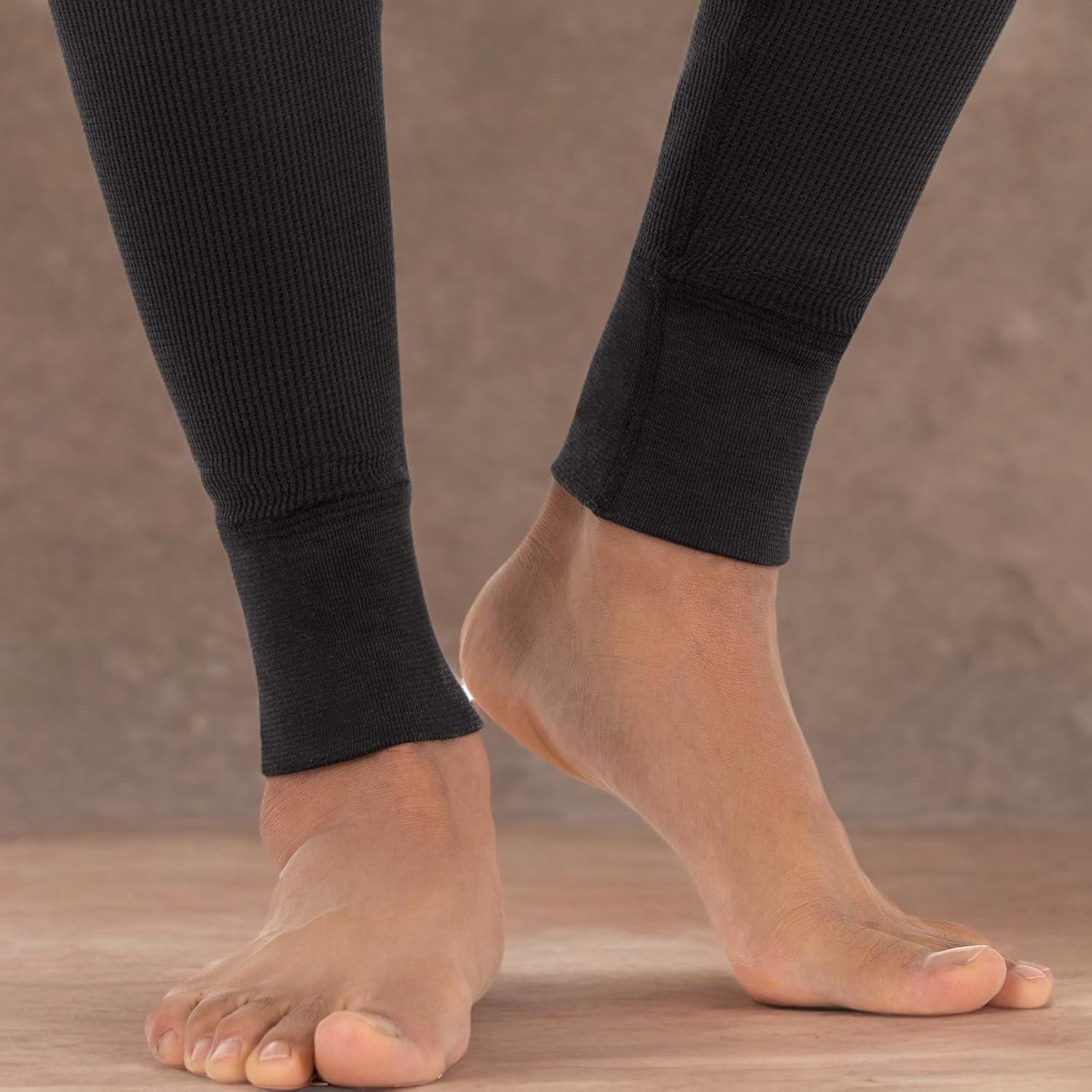 image:imageFruit of The Loom Mens Recycled Premium Waffle Thermal Underwear Long Johns Bottom 1 2 3 and 4 PacksBlackGreystone Heather 4 Pack
