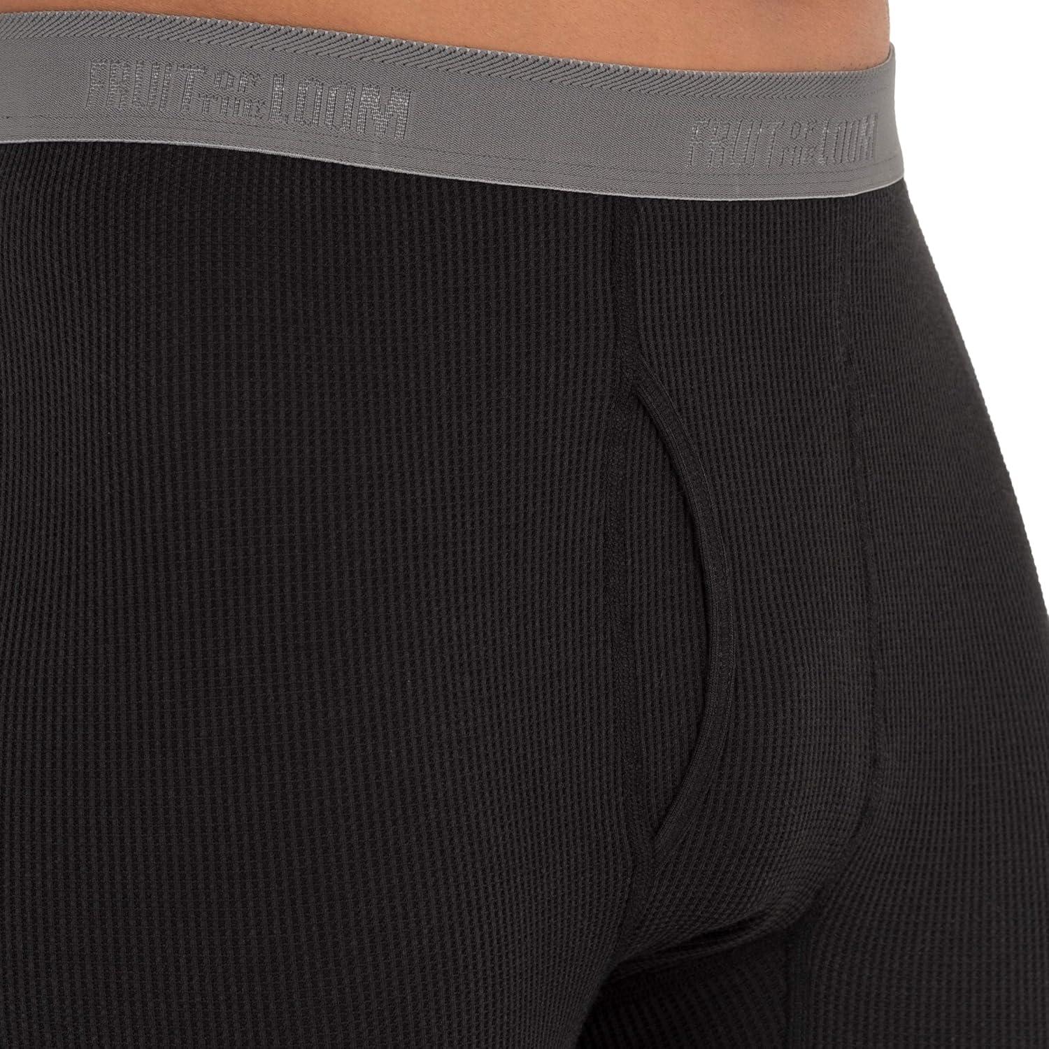 image:imageFruit of The Loom Mens Recycled Premium Waffle Thermal Underwear Long Johns Bottom 1 2 3 and 4 PacksBlackNatural 2 Pack
