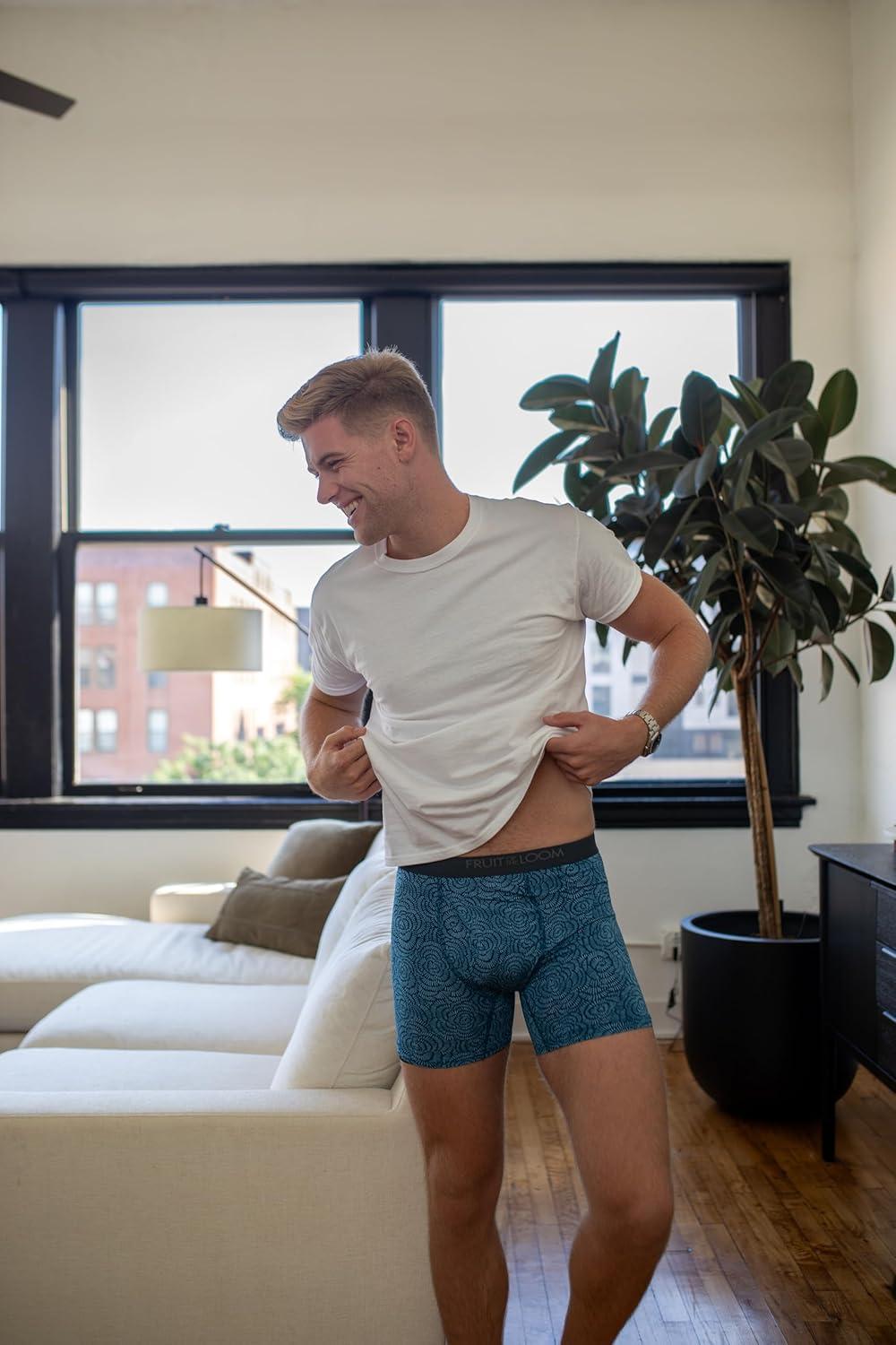 image:imageFruit of the Loom Mens 4way Stretch Boxer Briefs Lightweight amp Moisture Wicking Underwear Long Leg Regular Leg amp TrunkLong Leg Micro Stretch Colors May Vary