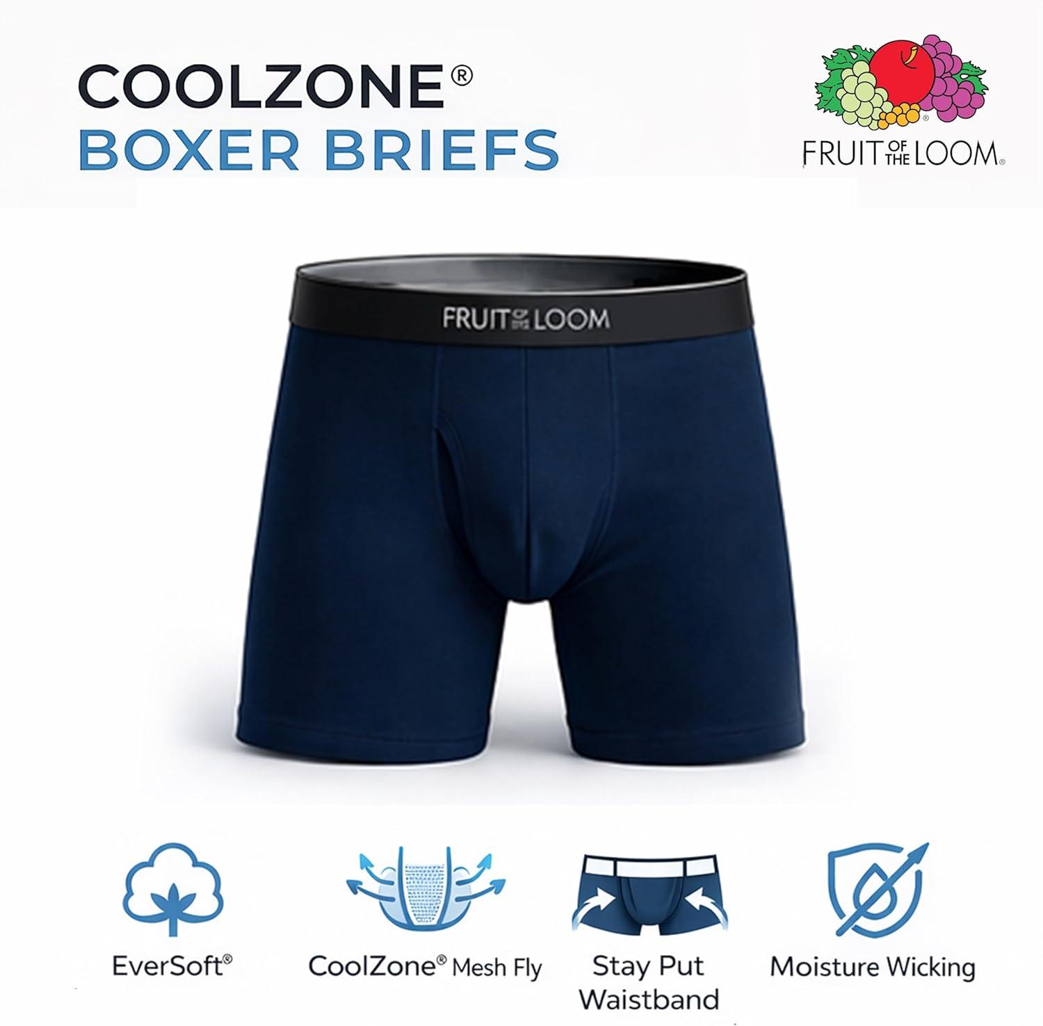 image:imageFruit of the Loom Mens Coolzone Boxer Briefs Moisture Wicking amp Breathable6 Pack Assorted StripeSolid