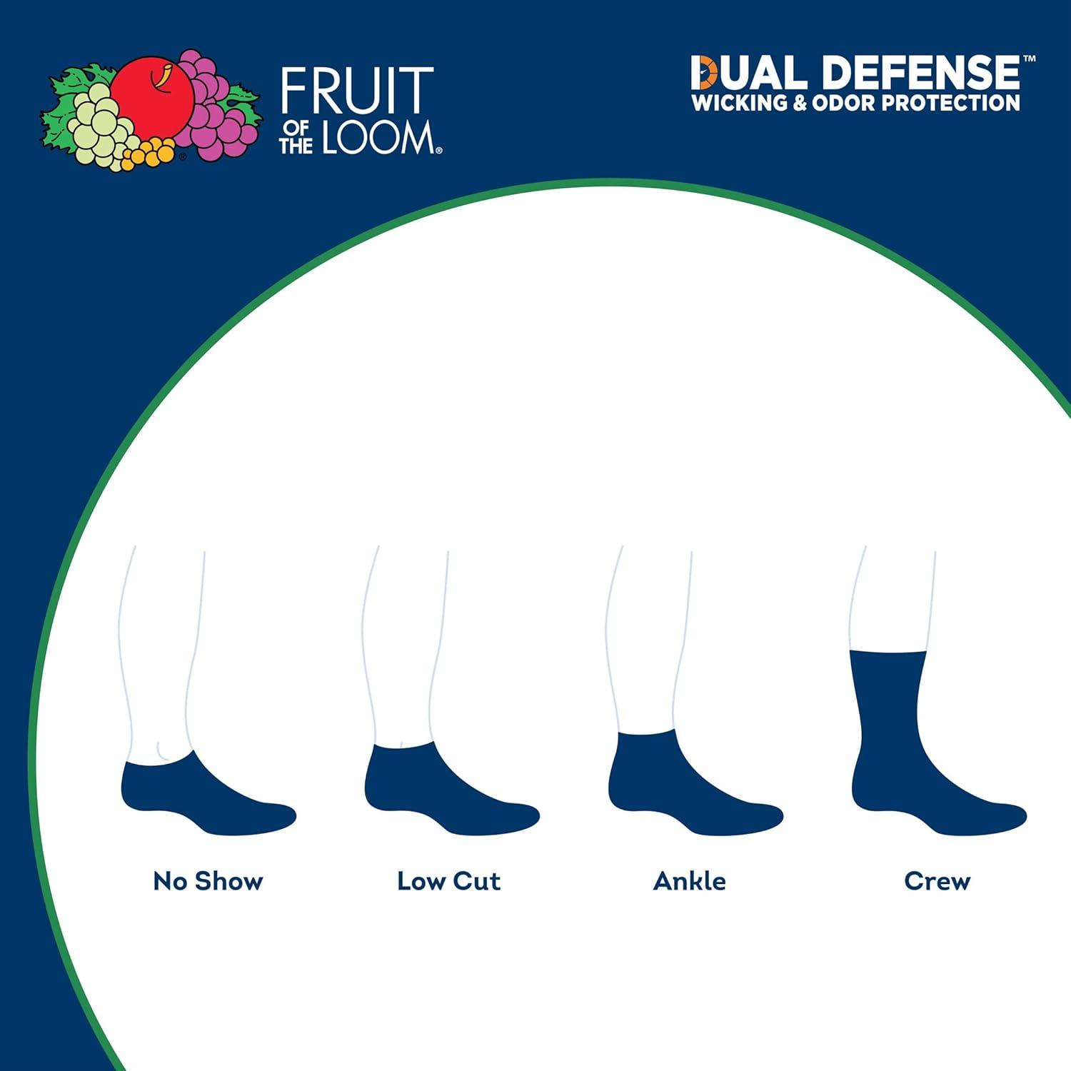 image:imageFruit of the Loom Mens Dual Defense Ankle Socks Odor Protection with Half Cushion MultiPacksBlack