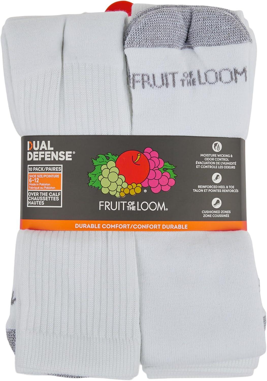 image:imageFruit of the Loom Mens Dual Defense Ankle Socks Odor Protection with Half Cushion MultiPacksTube 10 Pack White
