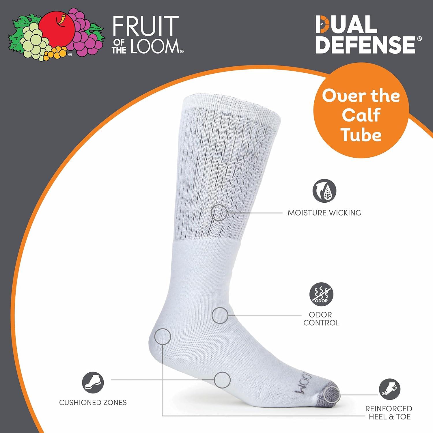 image:imageFruit of the Loom Mens Dual Defense Ankle Socks Odor Protection with Half Cushion MultiPacksTube 10 Pack White