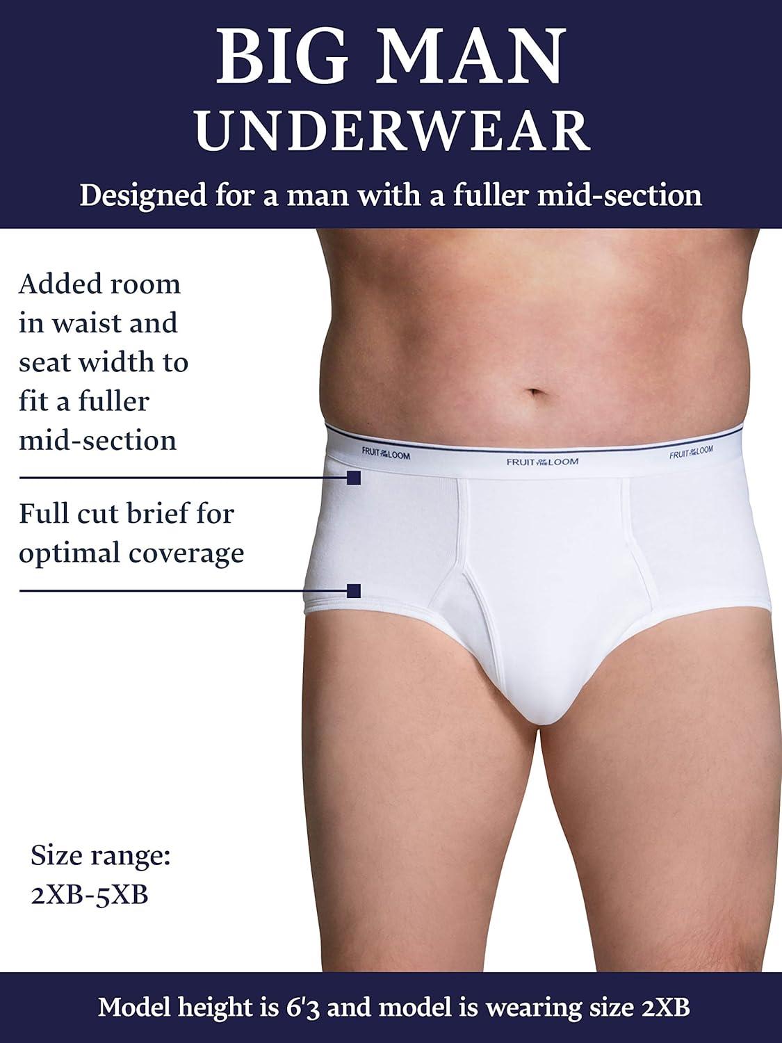 image:imageFruit of the Loom Mens Underwear Briefs Tag Free amp Moisture Wicking6 Pack White Big Man