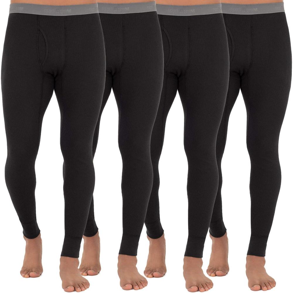 image:imageFruit of The Loom Mens Recycled Premium Waffle Thermal Underwear Long Johns Bottom 1 2 3 and 4 PacksBlack 4 Pack