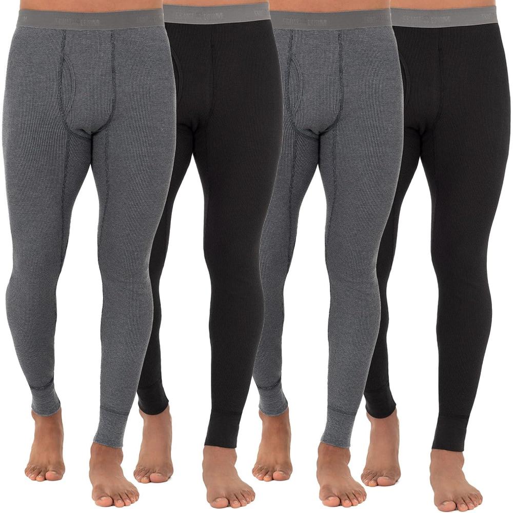 image:imageFruit of The Loom Mens Recycled Premium Waffle Thermal Underwear Long Johns Bottom 1 2 3 and 4 PacksBlackGreystone Heather 4 Pack