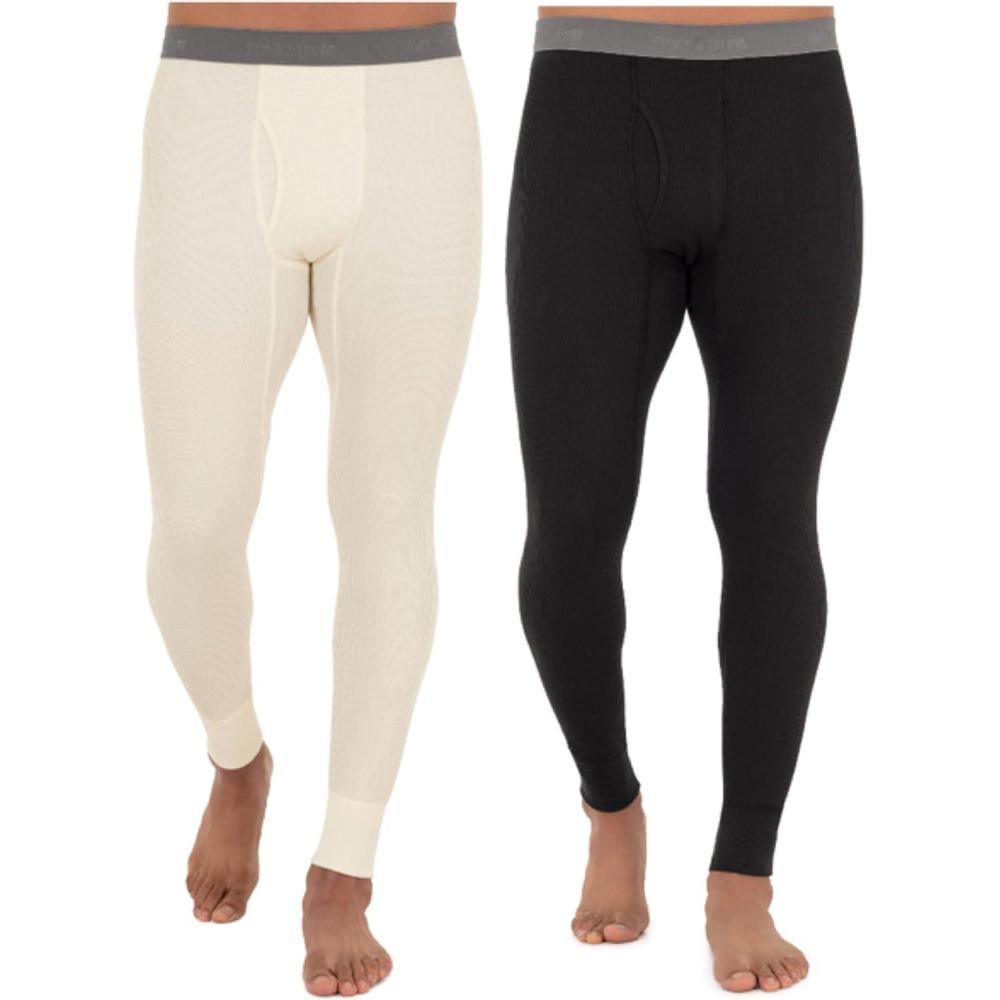 image:imageFruit of The Loom Mens Recycled Premium Waffle Thermal Underwear Long Johns Bottom 1 2 3 and 4 PacksBlackNatural 2 Pack