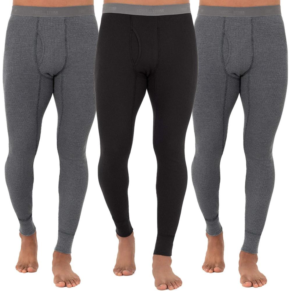 image:imageFruit of The Loom Mens Recycled Premium Waffle Thermal Underwear Long Johns Bottom 1 2 3 and 4 PacksGreystone HeatherGreystone HeatherBlack 3 Pack