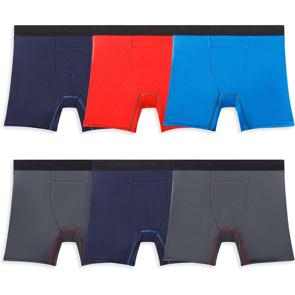 image:imageFruit of the Loom Mens 4way Stretch Boxer Briefs  Lightweight amp Moisture Wicking Underwear  Long Leg Regular Leg amp TrunkRegular Leg  Cooling Channels  Colors May Vary
